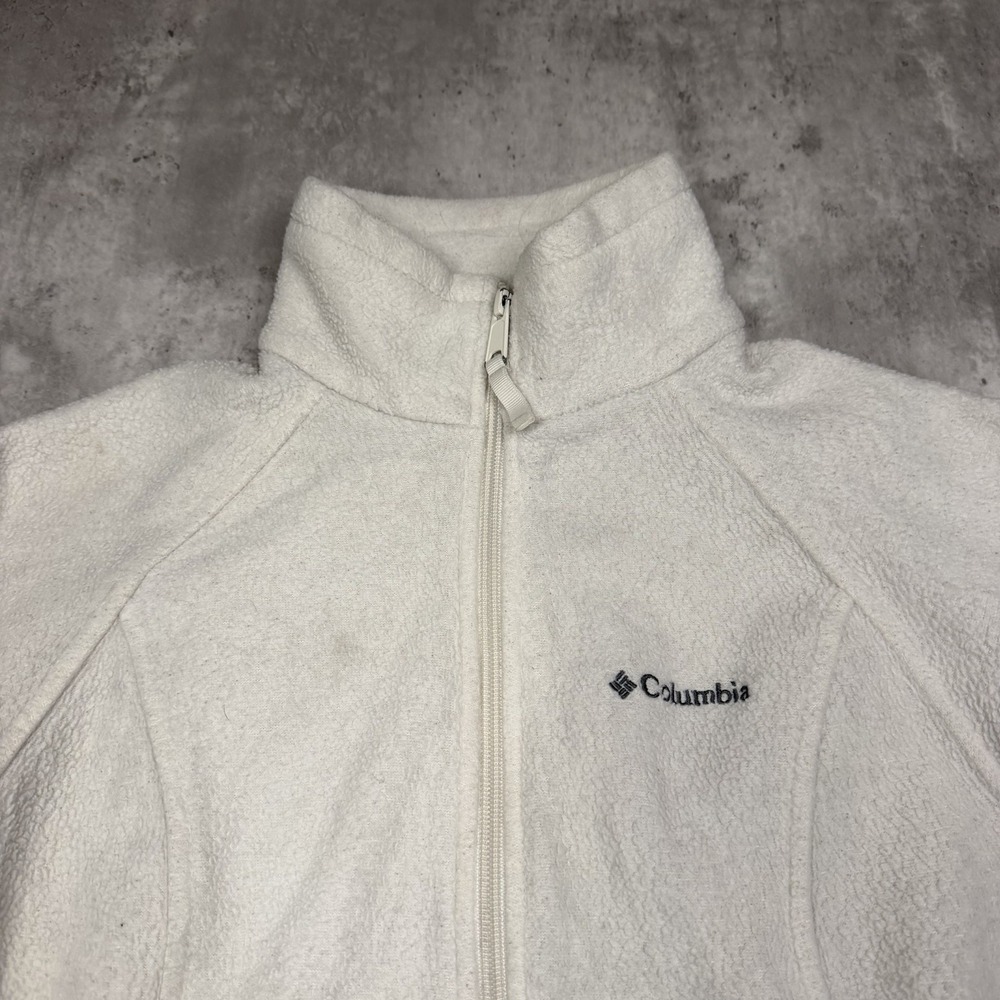 Columbia Fleece Jacket Womens Small White Full Zip Outdoor Lightweight Hiking - Picture 2 of 7